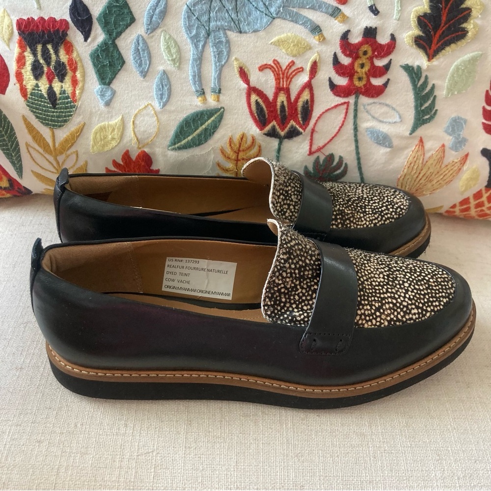 Clarks Artisan Glick Avalee Loafers Calf Hair size 8.5 NWOT - Picture 2 of 8